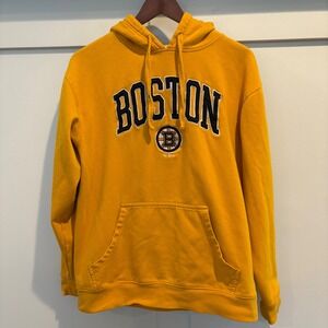 Boston Bruins NHL Hoodie Gold Pullover Sweatshirt Men‎ Medium Hockey